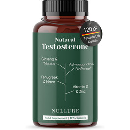 Nullure Testosterona Natural Hombre – Maca, Tribulus y Ashwagandha para Energía y Vitalidad 120 caps