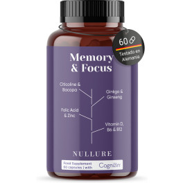Nullure Nootrópico Cognizin Memoria. Concentración Y Claridad Mental Con Bacopa Y Ginkgo 60 Caps