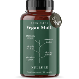Multivitamínicos veganos Nullure All-in-One (B12, D3, K2, ferro e zinco para uma dieta vegana) (4 meses)
