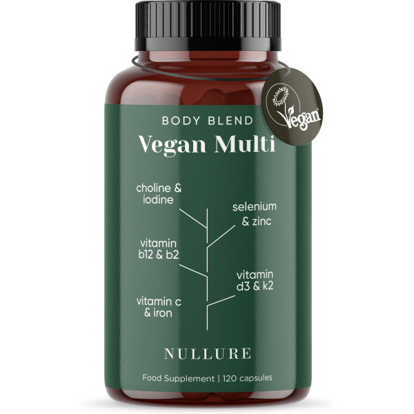 Nullure Multivitamines végétaliennes tout-en-un (B12, D3, K2, fer et zinc pour un régime végétalien) (4 mois)