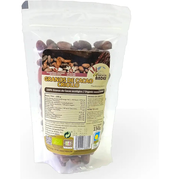 O Ouro dos Andes Criollo Cacau em Grãos 200 Gr