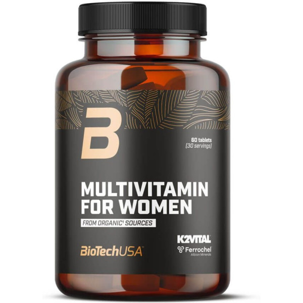 Multivitamínico Feminino Biotech USA, Orgânico, 60 Comprimidos