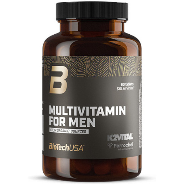 Multivitamínico masculino de origem orgânica da Biotech USA, 60 comprimidos