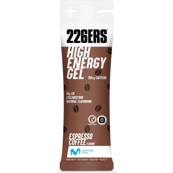 226ERS High Energy Gel Coffein – 1 Gel x 60 ml – Glutenfreies Espresso Coffee Energy Gel – Vegan – Mit Cyclodextrin – 80 mg Koffein und 50 g Kohlenhydrate