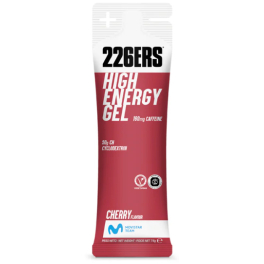 226ERS HIGH ENERGY GEL CAFFEINE - 1 Gel x 76 gr - Gel Energético Cereza Sin Gluten - Vegano - Con Ciclodextrina - 160mg de Cafeína y 50g de Hidratos de Carbono