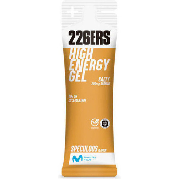 226ERS HIGH ENERGY GEL - 1 Gel x 60 Ml - Gel Energetico Senza Caffeina - Senza Glutine, Vegano / 50 Gr di Carboidrati
