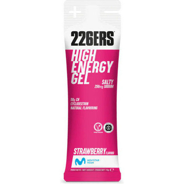 226ERS HIGH ENERGY GEL - 1 Gel x 76 gr - Gel Energético Sin Cafeina - Sin Gluten, Vegano / 50 Gr de Hidratos de Carbono