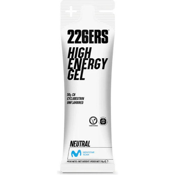 226ERS HIGH ENERGY GEL - 1 Gel x 76 gr - Gel Energético Sin Cafeina - Sin Gluten, Vegano / 50 Gr de Hidratos de Carbono