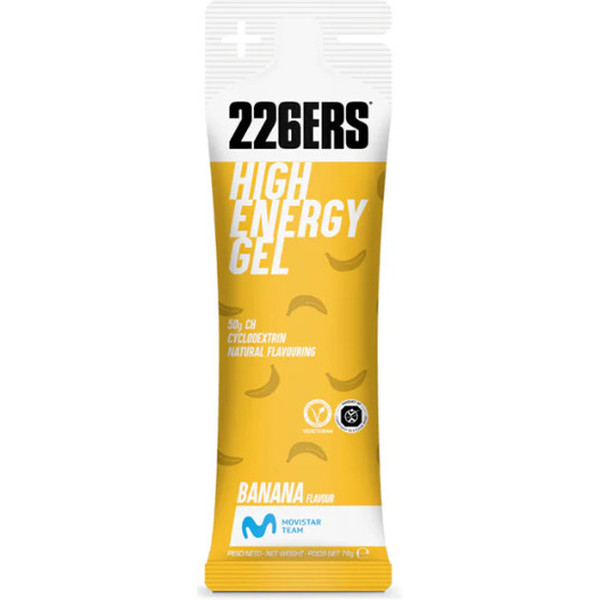 226ERS HIGH ENERGY GEL - 1 Gel x 76 gr - Gel Energético Sin Cafeina - Sin Gluten, Vegano / 50 Gr de Hidratos de Carbono