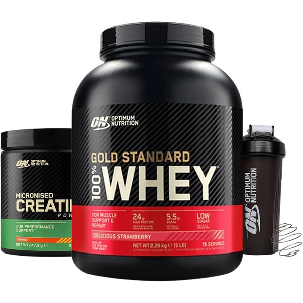 Pack de protéines Optimum Nutrition 100 % Whey Gold Standard 2,27 kg (5 lb) + créatine en poudre 317 g