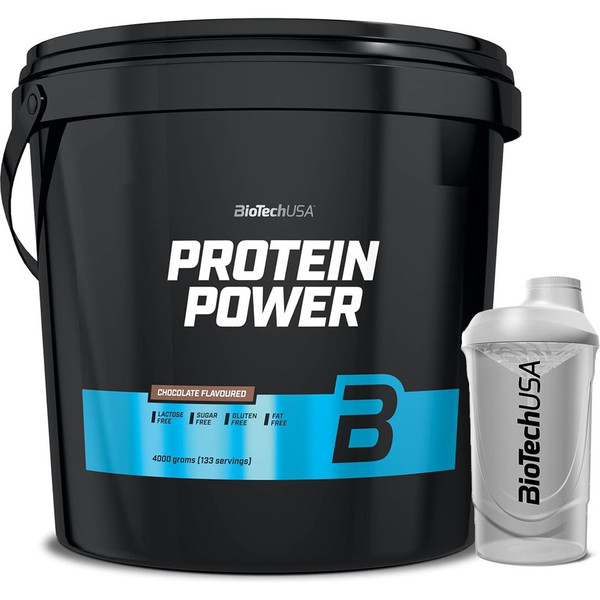 GESCHENKpakket BioTechUSA Protein Power 4000 gr + Bulevip Shaker Roze Mixer - 300 ml