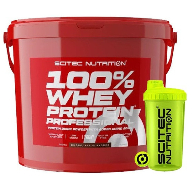 Pack REGALO Scitec Nutrition 100% Whey Protein Professional 5 Kg + Bidon Negro Transparente 600 ml