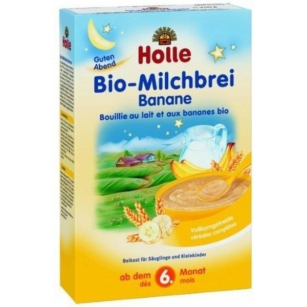 Porridge au blé et à la banane Holle avec du lait +6 mois Bon