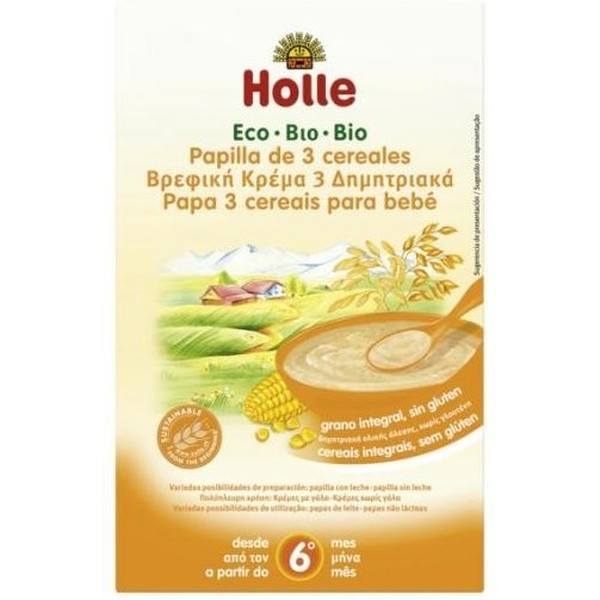 Holle Pap 3 Granen +6 Maanden Glutenvrij 250g