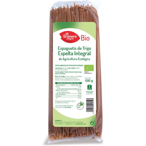 Espaguete Integral El Granero Espel Int Bio 500 Gr