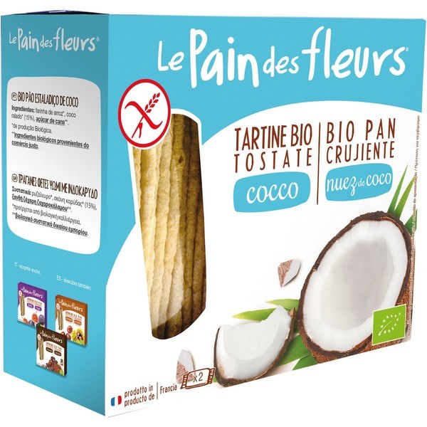 Le Pain Des Fleurs Knusperbrot mit Kokosnuss / Glutenfrei und Bio 150 Gr
