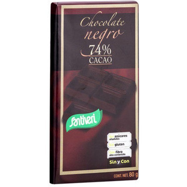 Chocolat Noir Santiveri 74% Cacao 80 Grammes