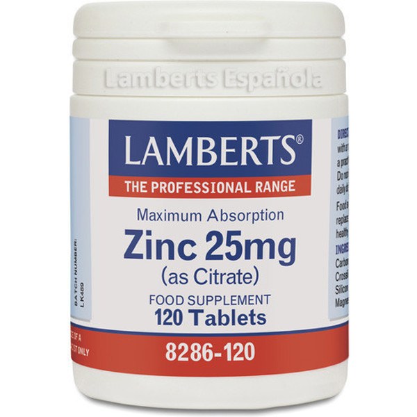 Citrato de zinco Lamberts 25 mg 120 cápsulas