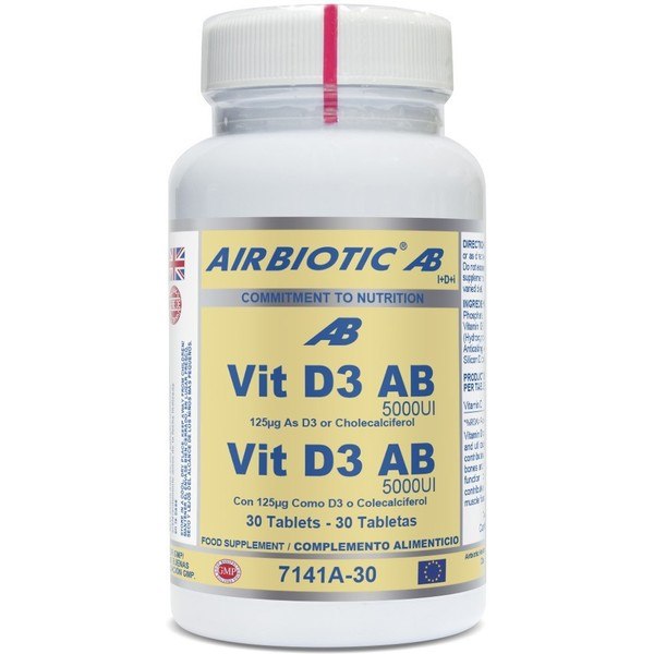 Airbiotic Vit D3 Ab 5000 Ui Como D3 O Colecalciferol 30 Tab