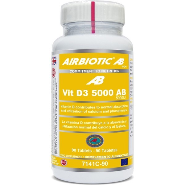 Airbiotic Vit D3 Ab 5000 IE als D3 oder Cholecalciferol 90 Tab