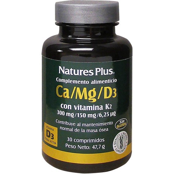 Natures Plus Cálcio Magnésio D3 Com Vitamina K2 30 Comp
