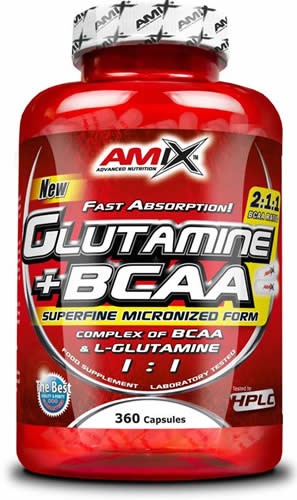 Amix Glutamina + Bcaa + 360 CÃ¡Psulas - AminoÃ¡Cidos Para RecuperaÃ§Ã£O Muscular, Ideal Para Atletas-image