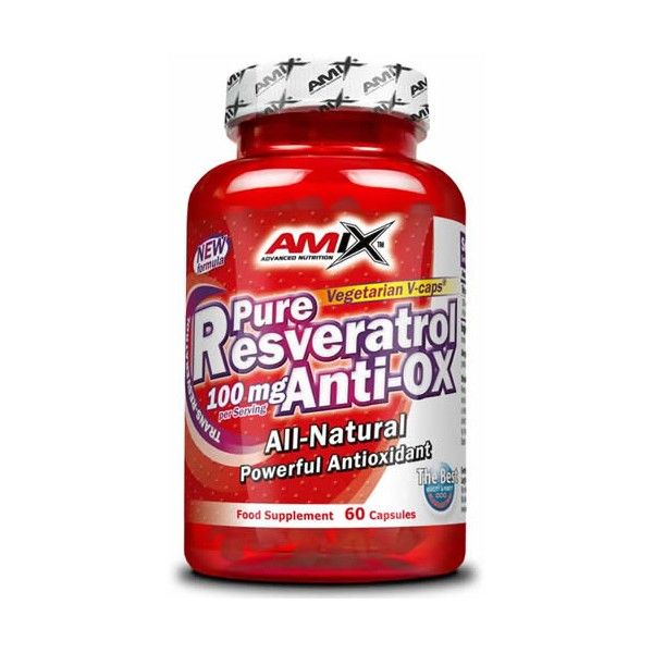 Amix Pure Resveratrol Anti-Ox 60 capsules x 50 mg - Great Antioxidant Effect / Vegetarian Capsules V-Caps