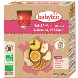 Bolsa Babybio Maçã Laranja Banana Bio 4 X 90