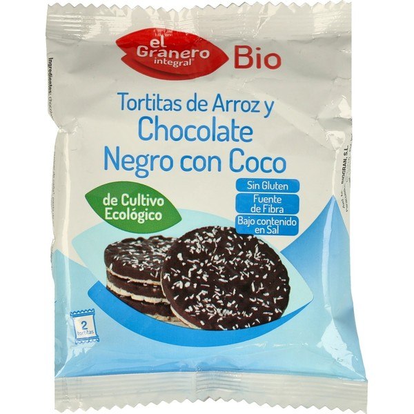 El granero Integral Reispfannkuchen mit Zartbitterschokolade und Bio-Kokosnuss