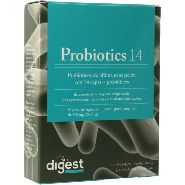 Herbora Probiotika 14 - 30 pflanzliche Kapseln. Stämme 14 gastroresistente und probiotische Stämme