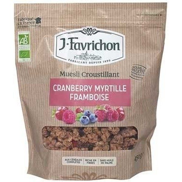 J.favrichon Crunchy Muesli Blauwe bosbes, bosbes en framboos 450