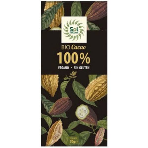 Solnatural Cacao Pur Tablette 100% Bio 70 G