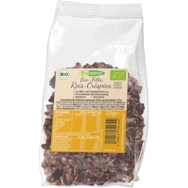 Frusano Rice Crispis met Melkchocolade - Lactosevrij - 125 Gram