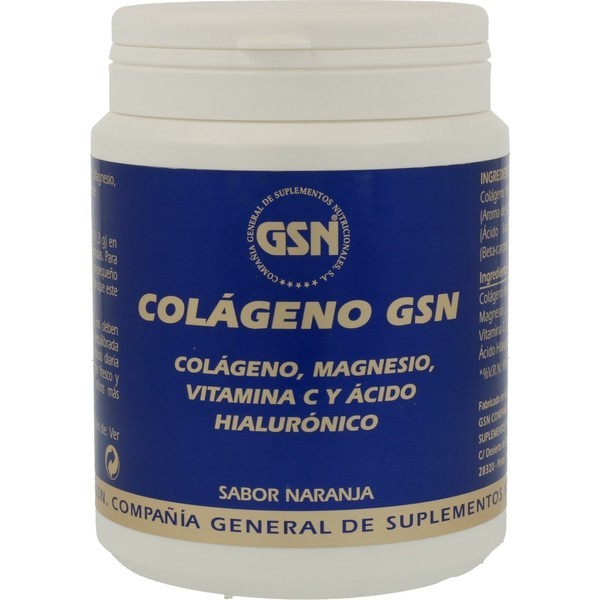 Gsn Collagène 340Gr - Avec Magnésium, Vitamine C et Acide Hyaluronique - Saveur Orange