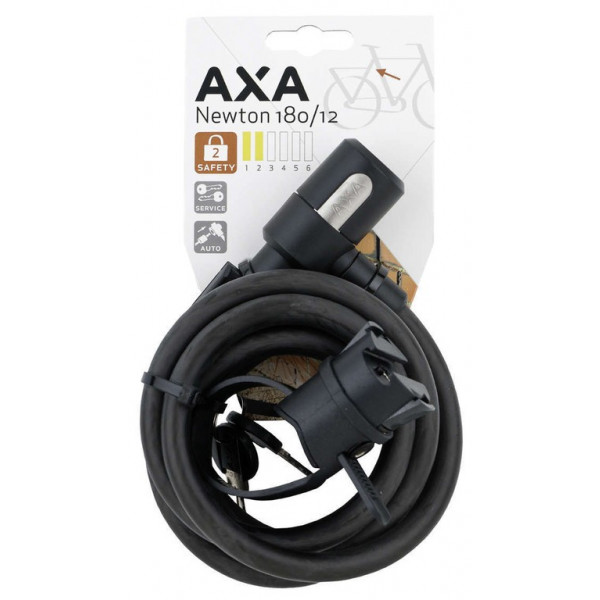 Axa Cable Espiral Antirrobo Newton 180 Longitud 180cm ø12mm Negro