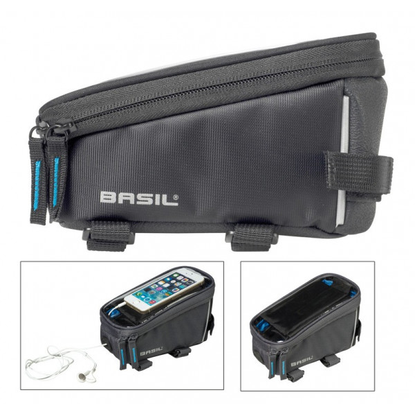 Basil Rahmentasche für Handy Sport Design W/reflektierend grau wasserdicht 1l (19x11x11) mit Klettverschluss