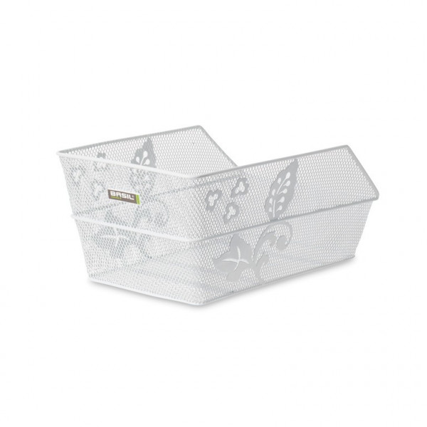 Cesta Traseira Manjericão Malha Aço Cento Branca/flor (45x31x21 Cm Máximo 5kg)