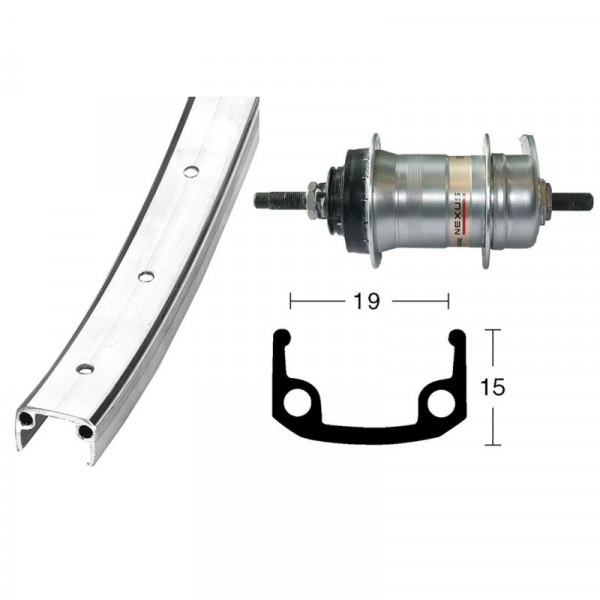 Winora Rueda Trasera 28x1 3/8 Contrapedal 36 Agujeros Shimano 120 Mm 3v.plata (622-19)