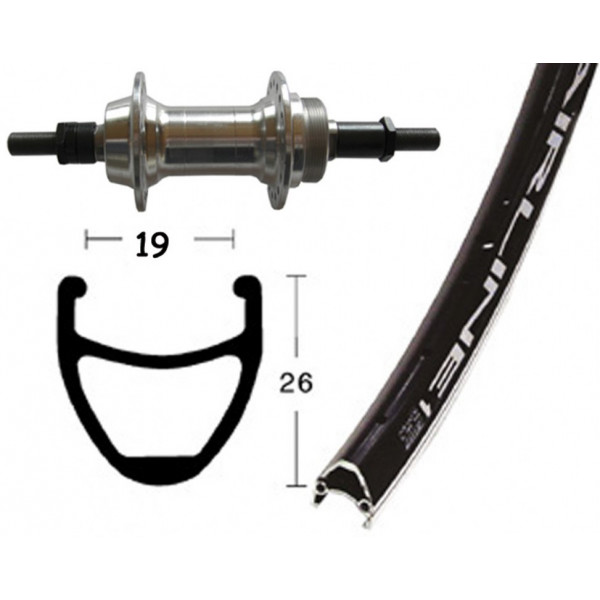 Winora Rueda Trasera 26x1.75 Vuelta Airline 1 36 Agujeros Eje Macizo 135 Mm 6/7v.negro Mate(559-19)
