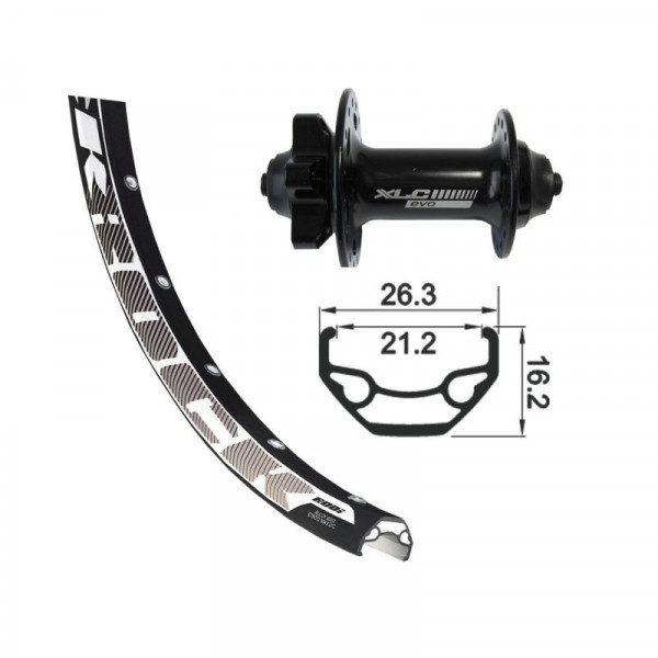 Xlc Rueda Delantera 26x1.90 Eje 100mm Cierre Rapido 6 Agujeros Negra