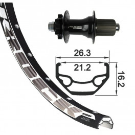 Xlc Rueda Trasera 26x1.90 Eje 142mm 12mm 6 Agujeros Negra