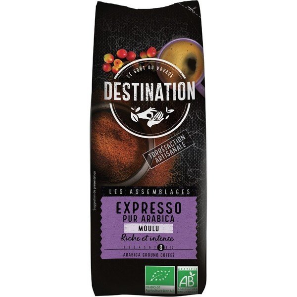 Destination Espresso Gemahlener Kaffee 100 % Arabica Bio 250 Gr