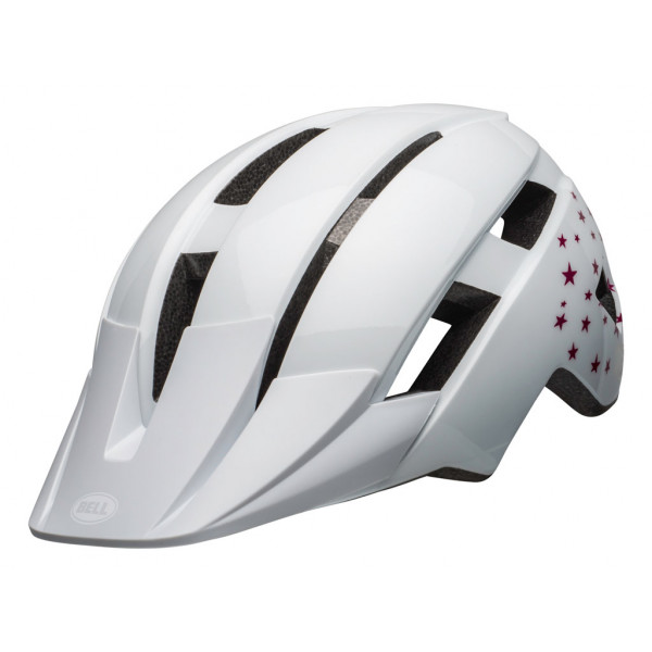 Bell Sidetrack II Youth Gloss White Stars - Casque de cyclisme