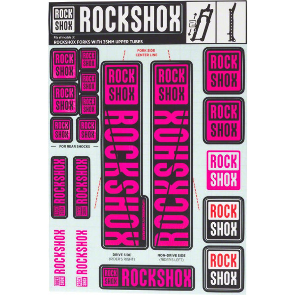 Rockshox Rec Kit Bar Adesivos 35mm Magenta