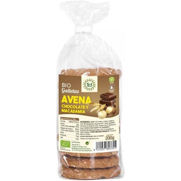 Solnatural Biscuits Avoine Chocolat Et Macadamia Bio 200 G