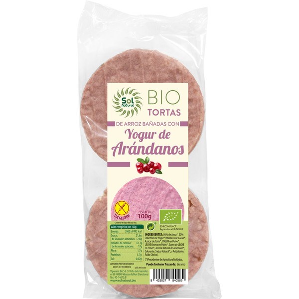 Bolos de Arroz Solnatural Iogurte E Cranberry Bio 100 G