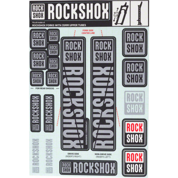 Rockshox Rec Kit Autocollants Barre 35mm Gris Polaire