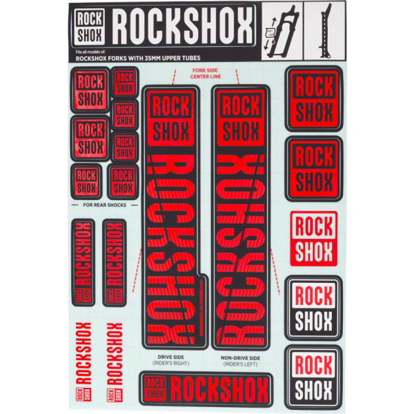 Barra de adesivos Rockshox Rec Kit 35 mm vermelho oxi