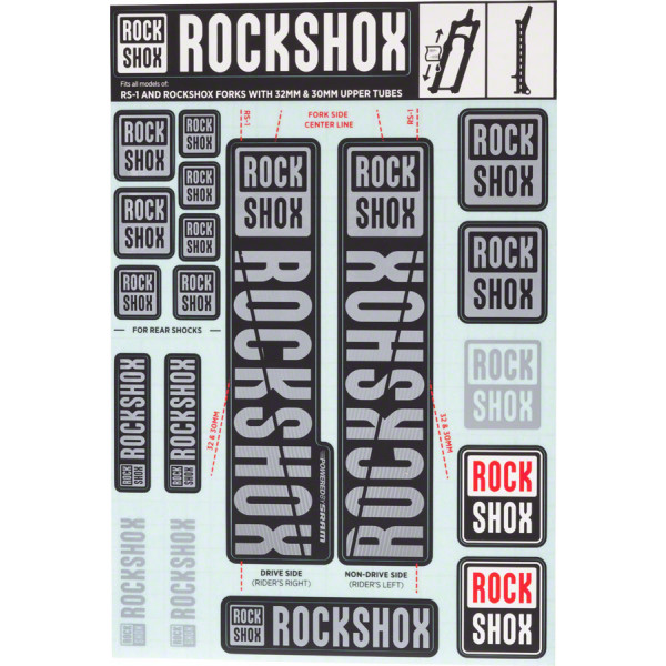 Adesivi Rockshox Rec Kit Barra 30/32/rs1 Polar Grey