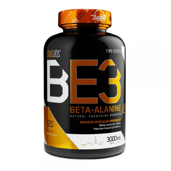 Starlabs Nutrition Beta Alanine BE3 Beta-alanine 3000 120 Caps Aminozuren - Vermindering van uithoudingsvermogen en vermoeidheid